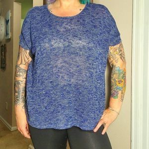 One Clothing Blue Sheer Top  Size Medium Oversized